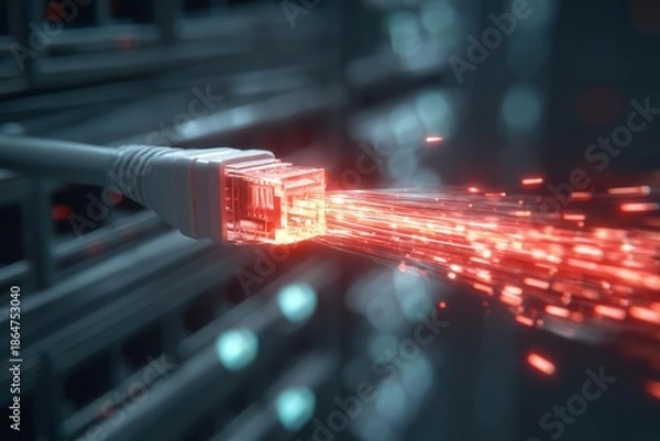 Fototapeta High-speed data transfer through network cable