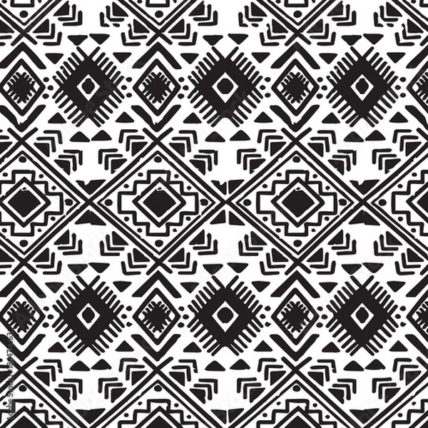 Fototapeta Geometric ethnic oriental pattern traditional Design for background,carpet,wallpaper,clothing,wrapping,Batik,fabric,Vector illustration. aztec abstract geometric print.