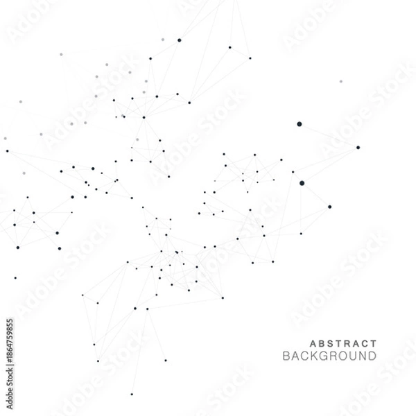 Obraz Abstract vector background featuring swirling network interconnected black dots and lines forming geometric patterns