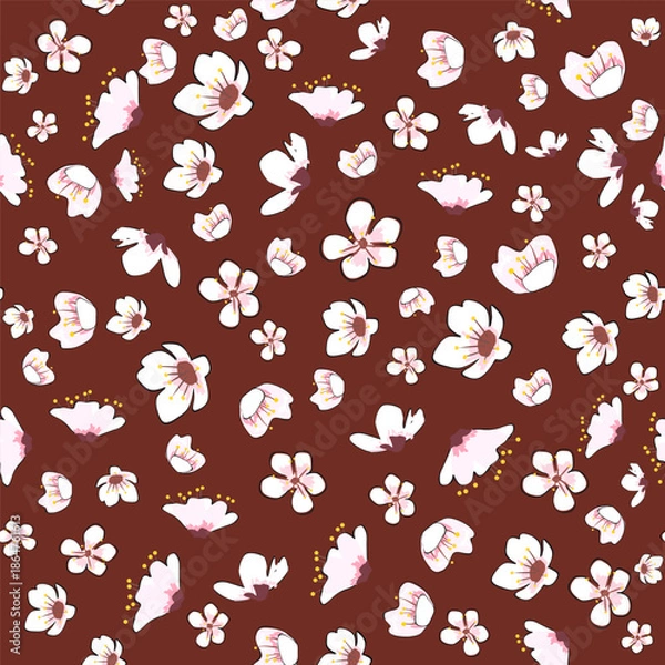 Obraz Spring blooming flowers branch Sakura cherry seamless pattern