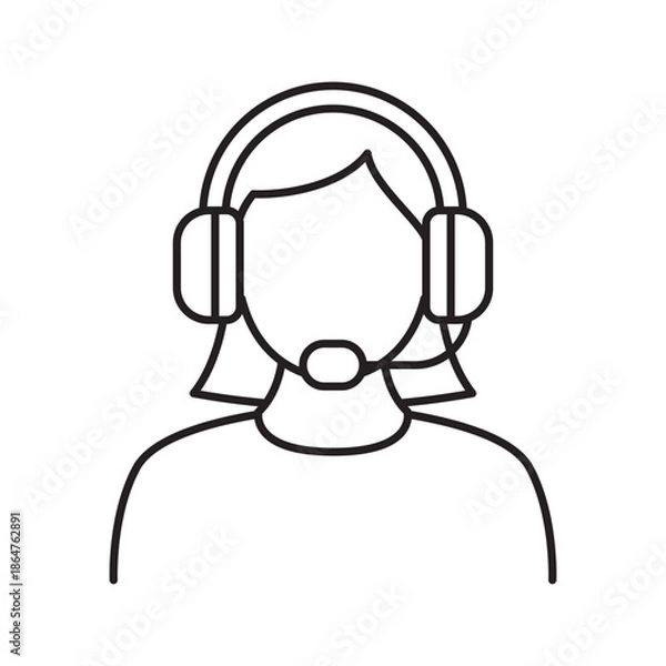 Obraz Customer Service Operator with Headset Icon