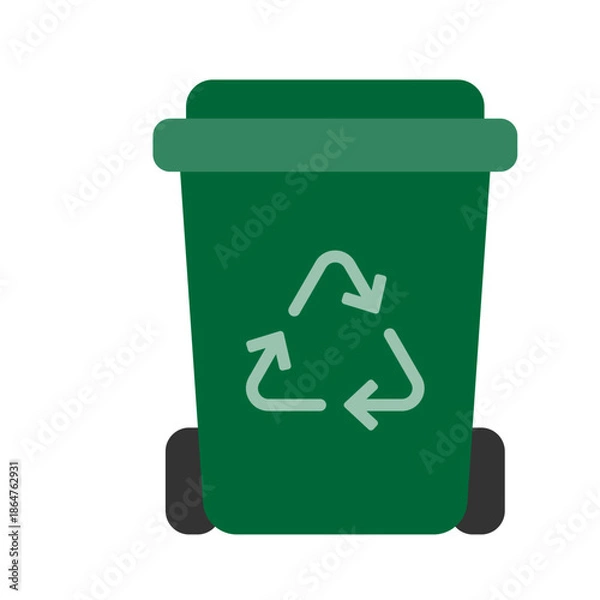 Obraz Green Recycling Bin Container Flat Icon