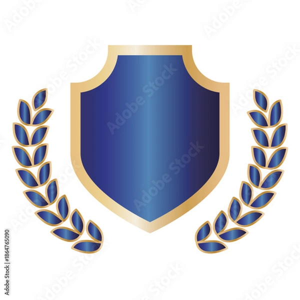 Obraz 高級感のあるブルーとゴールドの盾のエンブレム ランキング・表彰デザイン