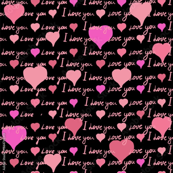 Obraz Valentines day background, romantic seamless pattern