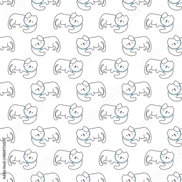Fototapeta Cute Hand Drawn dog Seamless Pattern