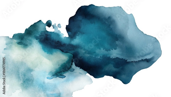 Obraz Blue Watercolor Elements on Transparent Background