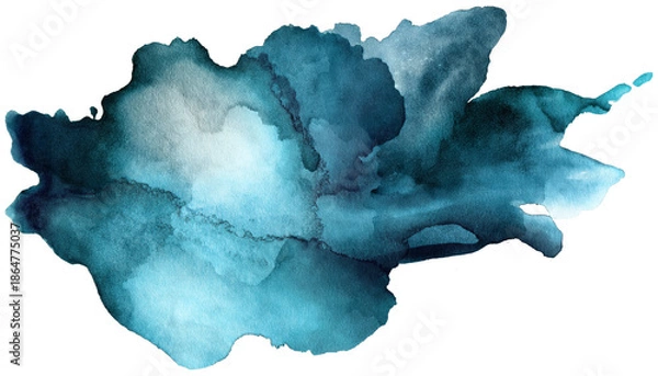 Obraz Watercolor Design Elements in Dramatic Blue Color Scheme