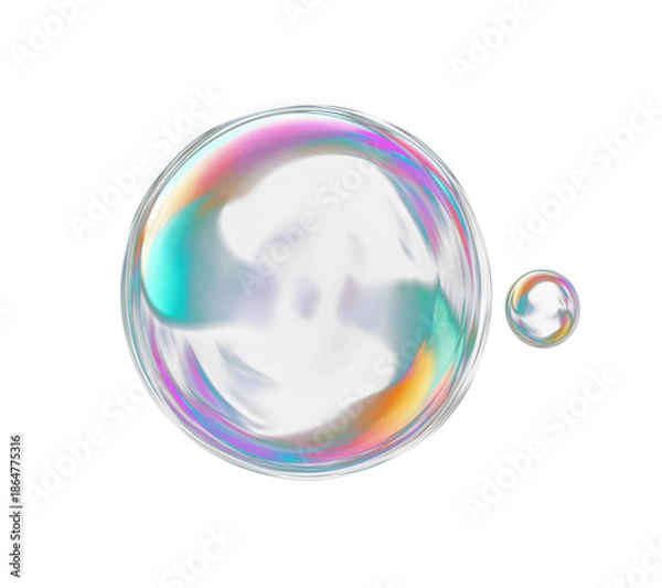 Obraz Soap Bubbles Overlay Effect on Transparent Surface