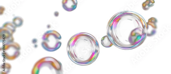 Obraz Soap Bubbles Overlay Effect on Transparent Background