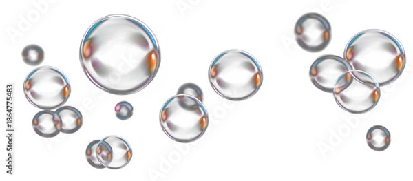 Obraz Soap Bubbles Floating on a Transparent Surface