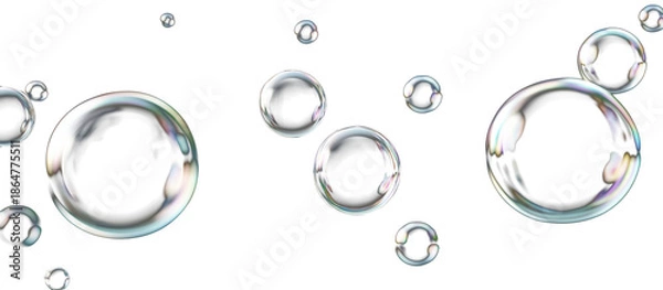 Obraz Soap Bubbles Overlay Effect on Transparent Background
