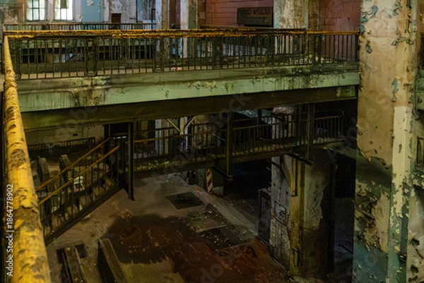 Obraz Abandoned factory interior symmetrical view