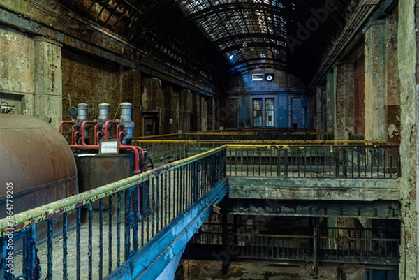Obraz Large abandoned industrial hall interior