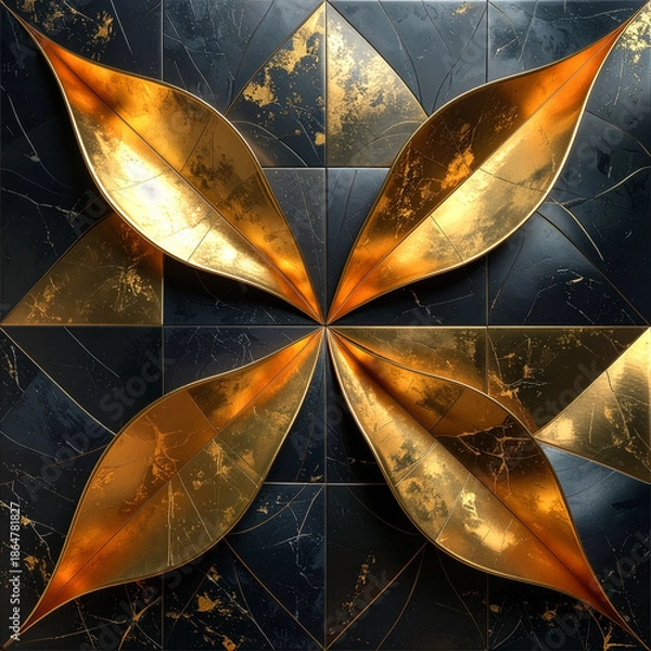 Fototapeta 装飾,美しい,美術,テクスチャ,3D,背景,ダイナミック,マーブル,デザイン,メタル, お金, 大理石,メタリック,抽象的,金,黒,