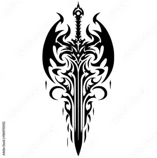 Obraz Demon sword silhouette vector design