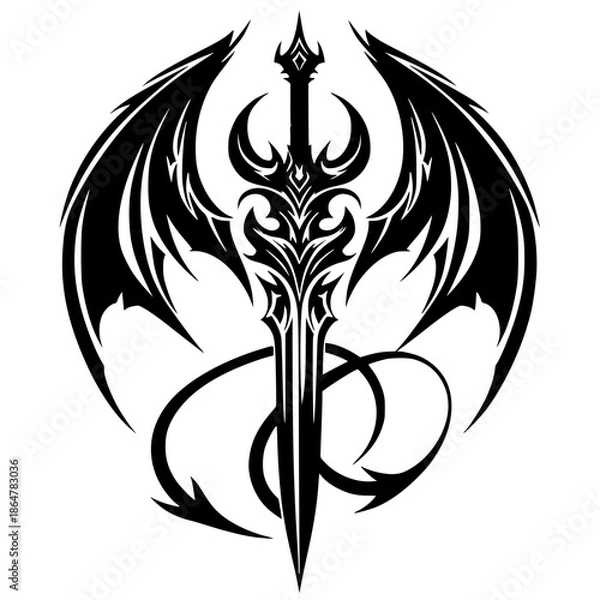 Obraz Demon sword silhouette vector design