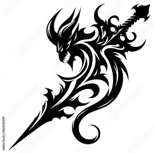 Obraz Demon sword silhouette vector design