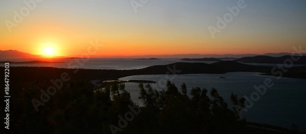 Obraz A sunset view from Devil's Table in Ayvalik town, Turkey.