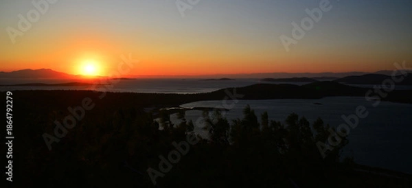 Obraz A sunset view from Devil's Table in Ayvalik town, Turkey.