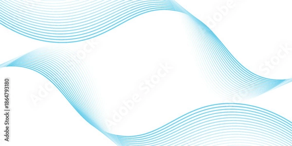 Obraz Abstract blue smooth waves on white background.Vector illustration.