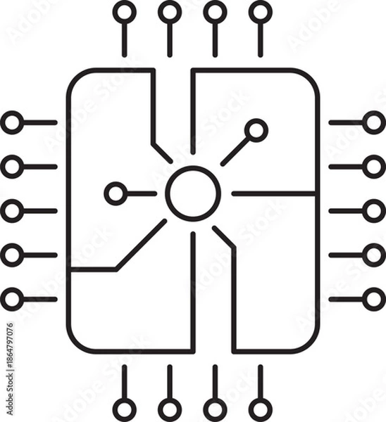 Obraz Abstract brain microchip icon representing artificial intelligence and neural computing