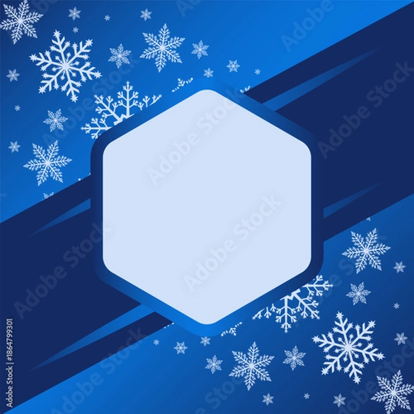 Fototapeta Winter Snowflake Background with Hexagonal Frame