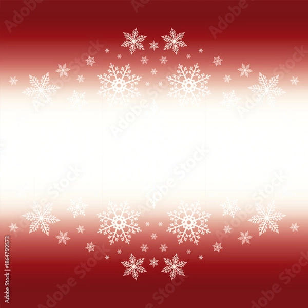 Fototapeta Festive Red Gradient Background with Snowflake Cluster