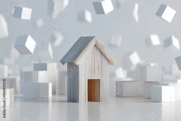 Obraz 地震で崩れ落ちる木造住宅の被害イメージ