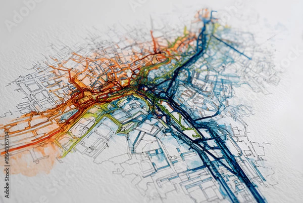 Obraz 都市部の地震災害を想定したハザードマップのイメージ
