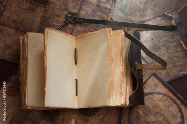 Fototapeta アンティークな本の見開きと古紙1