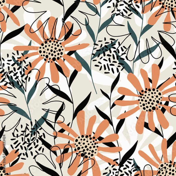 Obraz Colorful scandinavian seamless vector pattern. Ideal for wallpaper, surface textures, textiles