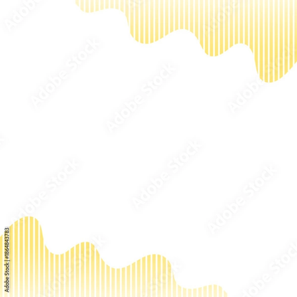 Obraz 正方形の背景　ボーダー柄の波線の枠　グラデーション　黄色