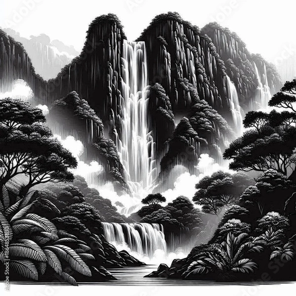 Obraz waterfall in the mountains