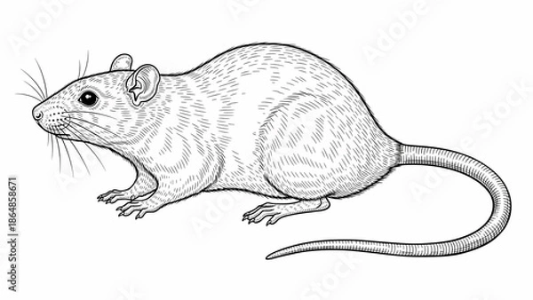 Fototapeta rat on white background
