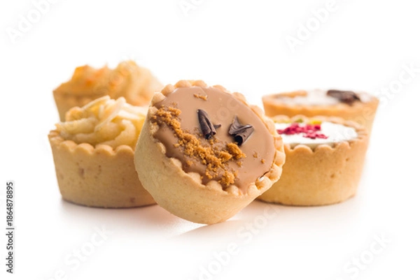 Obraz Sweet mini tartlets isolated on white background.