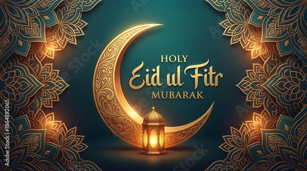 Obraz Eid ul Fitr Background. Holy Eid Mubarak Background Design
