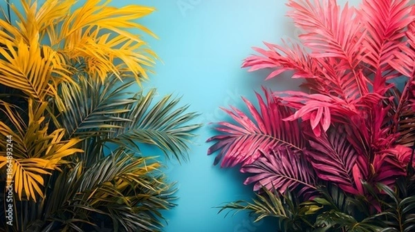 Obraz palm tree and fireworks