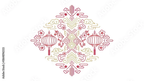 Obraz Chinese Lantern Ornate Design Element.