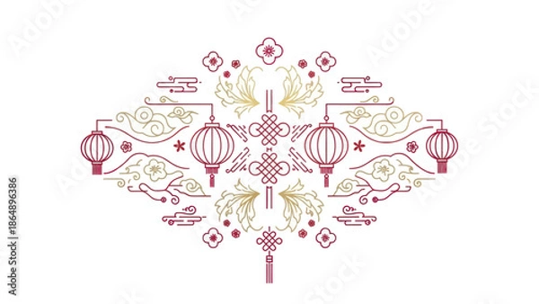 Obraz Chinese Lanterns Decorative Design Element.