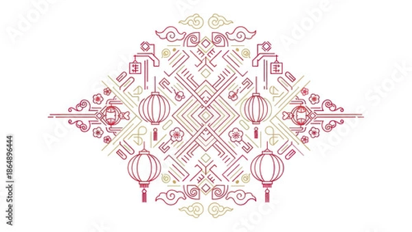Obraz Chinese Lanterns Decorative Pattern Design 2.