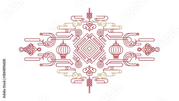 Obraz Chinese New Year Decorative Pattern Design.