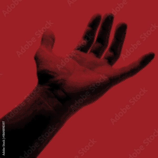 Fototapeta ドットで描いた広げた手