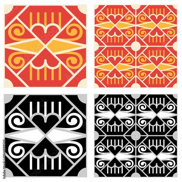 Obraz vector abstract folk pattern, simple shape texture, geometric seamless tile