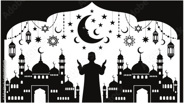 Obraz ramadan silhouette graphic design