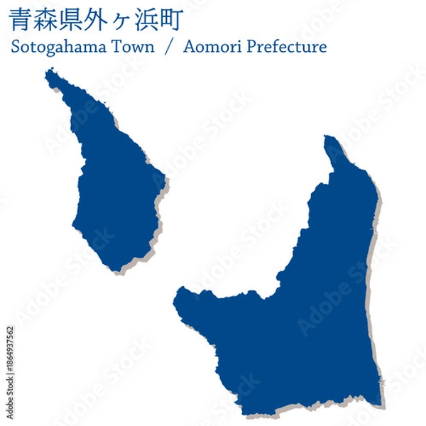 Fototapeta イラスト素材：日本地図　青森県外ヶ浜町ベクターイラストマップ