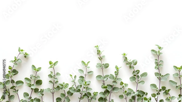 Obraz green leaves on white background