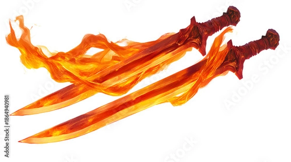 Obraz Two flaming swords on fire