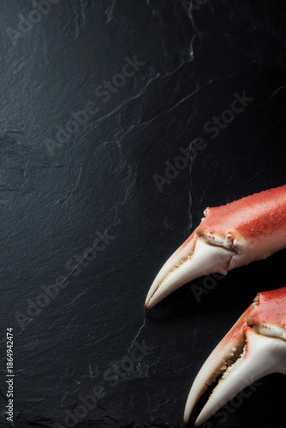 Obraz Cooked crab claw on dark background, copy space. 