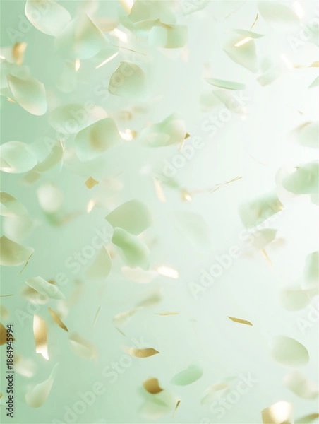 Obraz 金の紙吹雪のグリーン背景