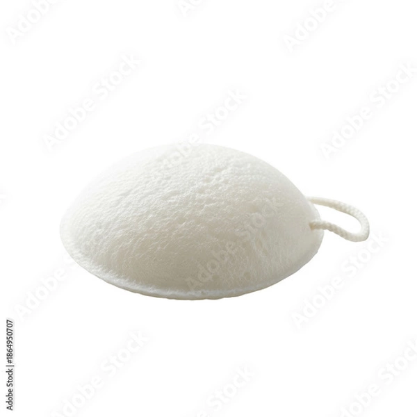 Obraz White Konjac Sponge with Hanging Loop on Black Background image
